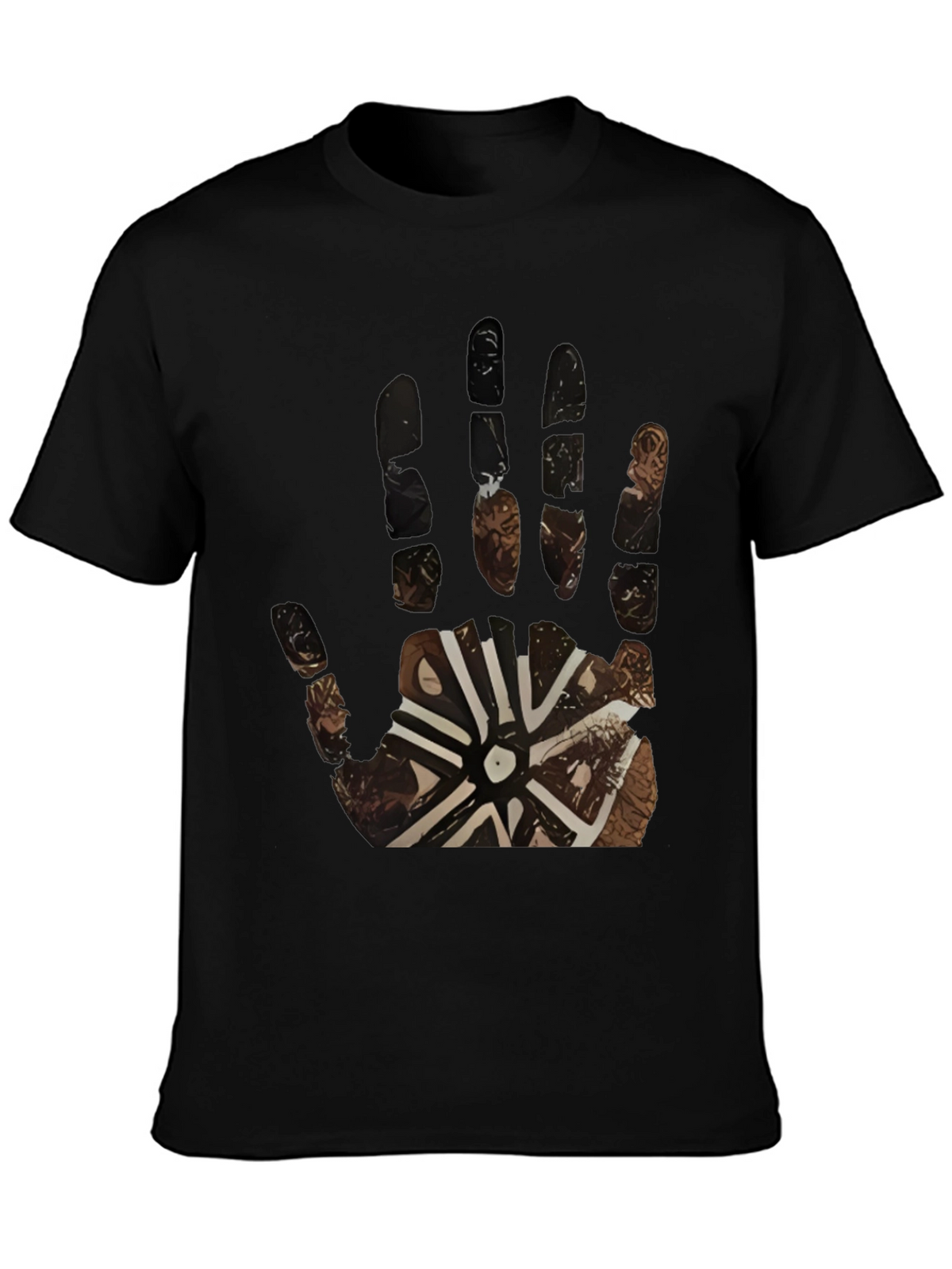 Tribal Hand Print Black Tee