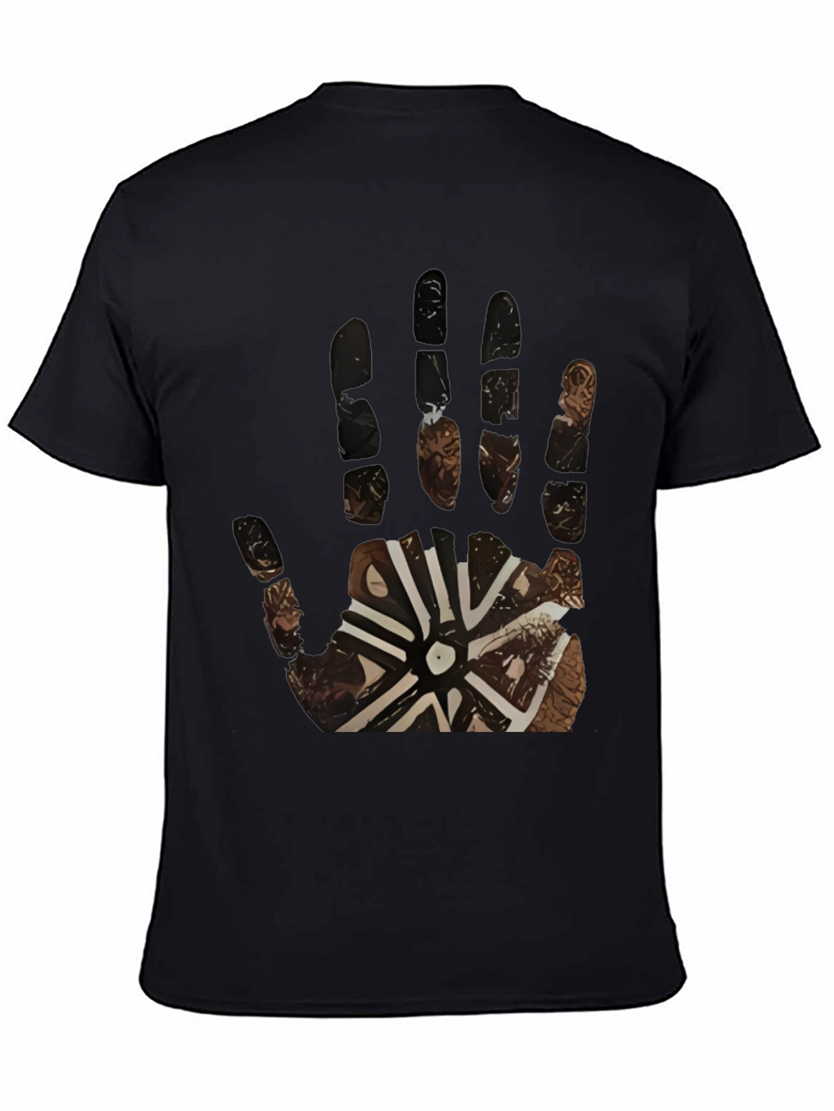 Tribal Hand Print Black Tee