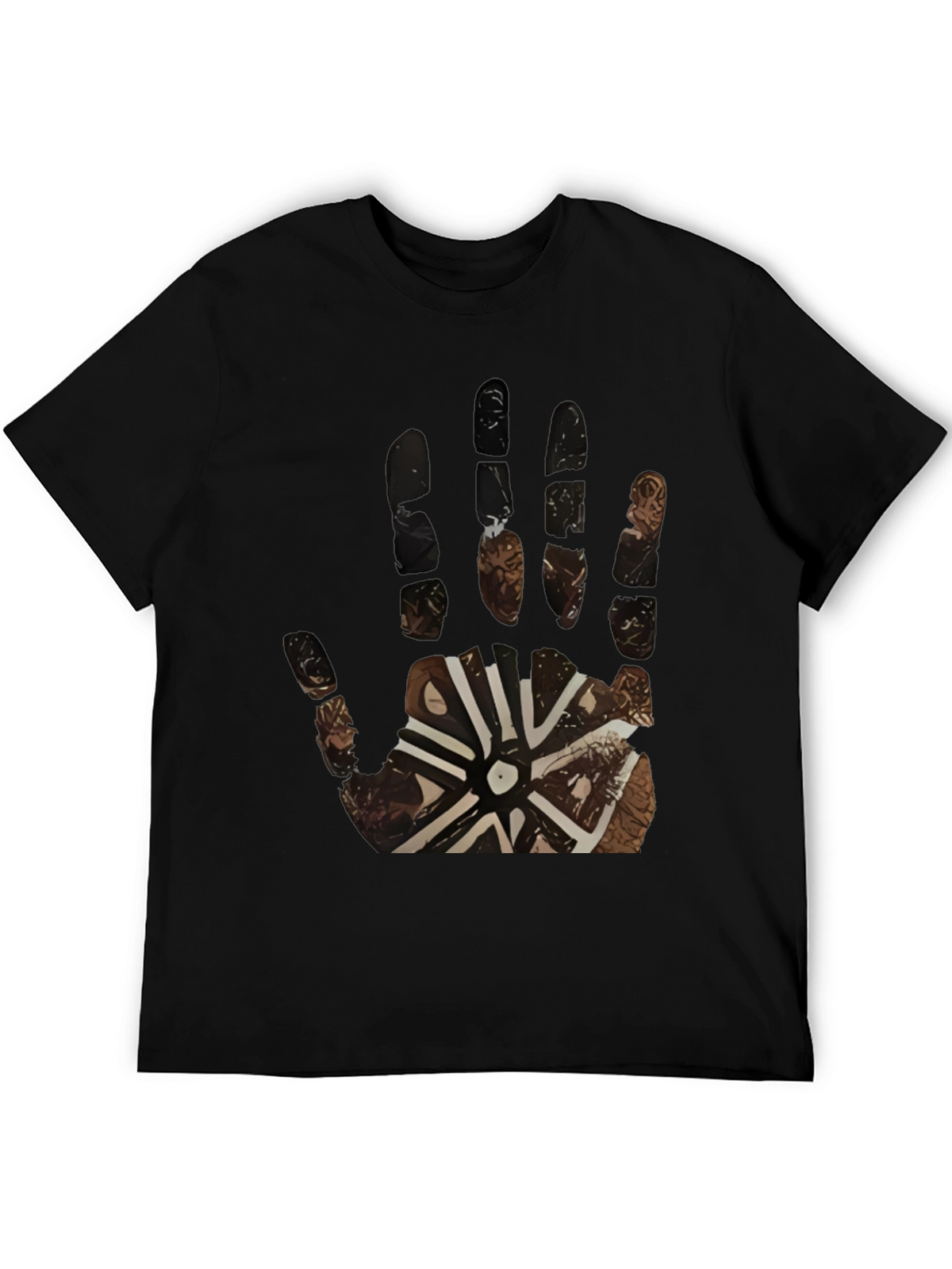 Tribal Hand Print Black Tee