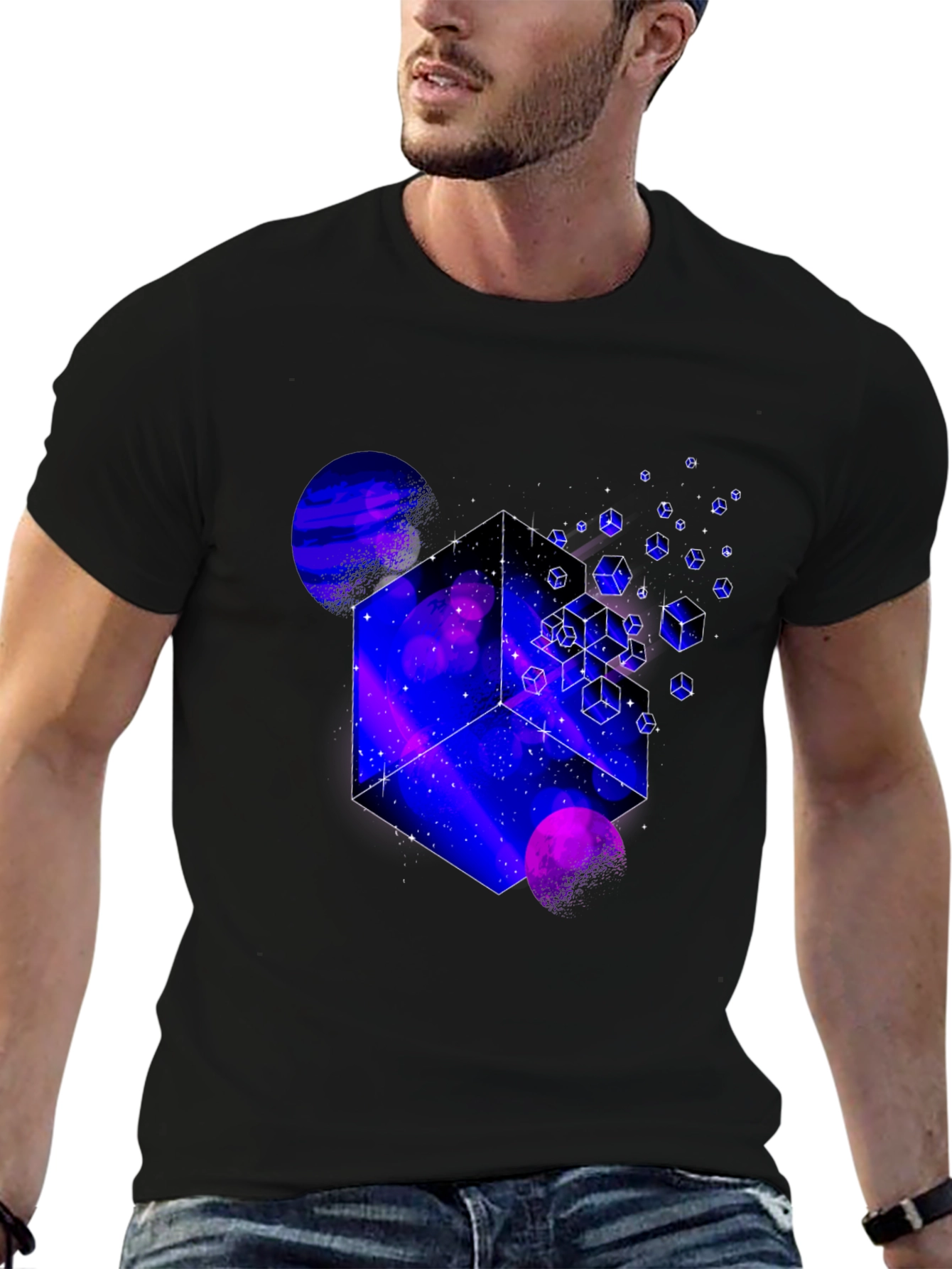 Cosmic Cube Graphic Tee - Mens Black T-Shirt