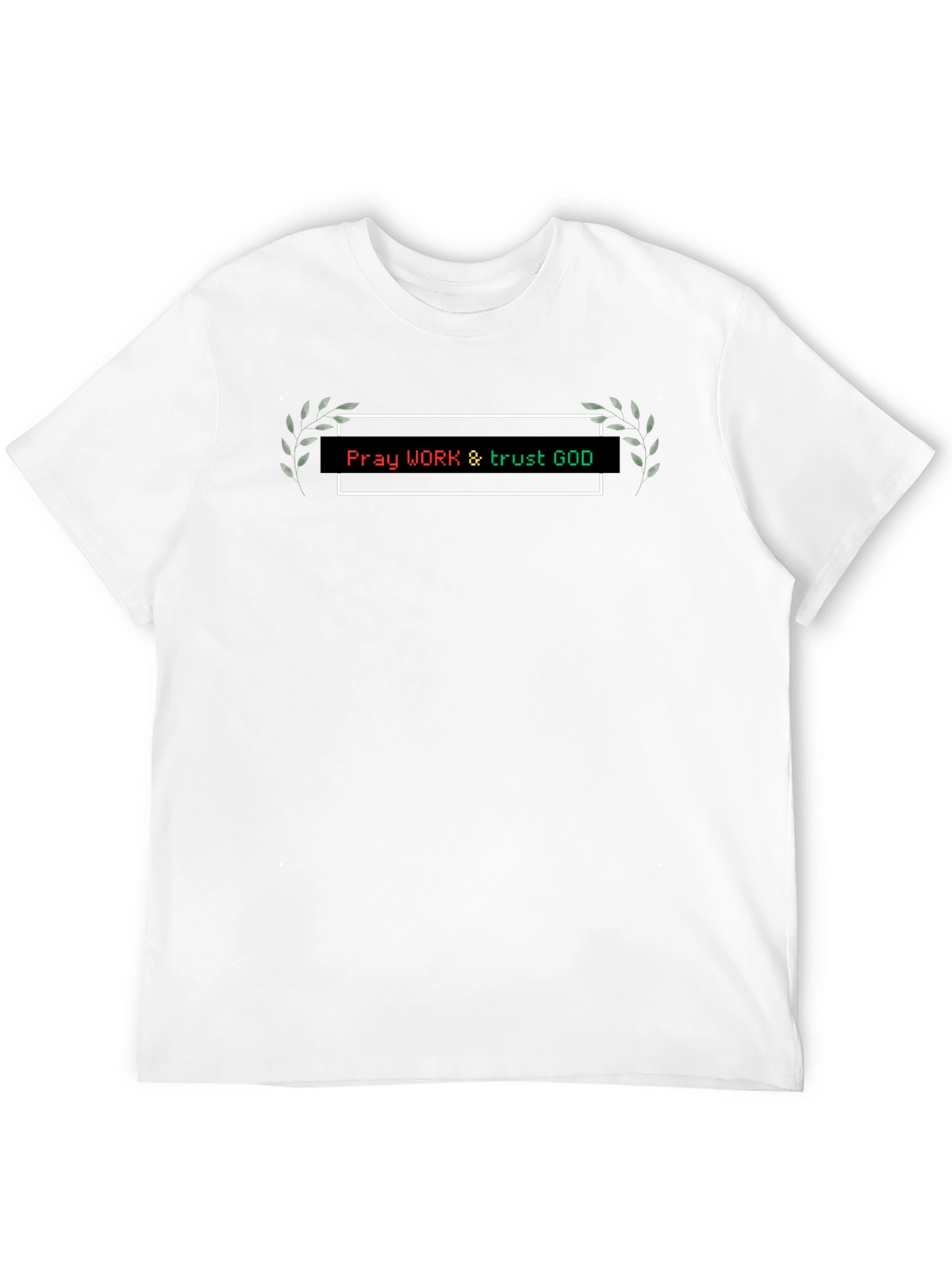 Pray Work Trust God T-Shirt Black Cotton Blend