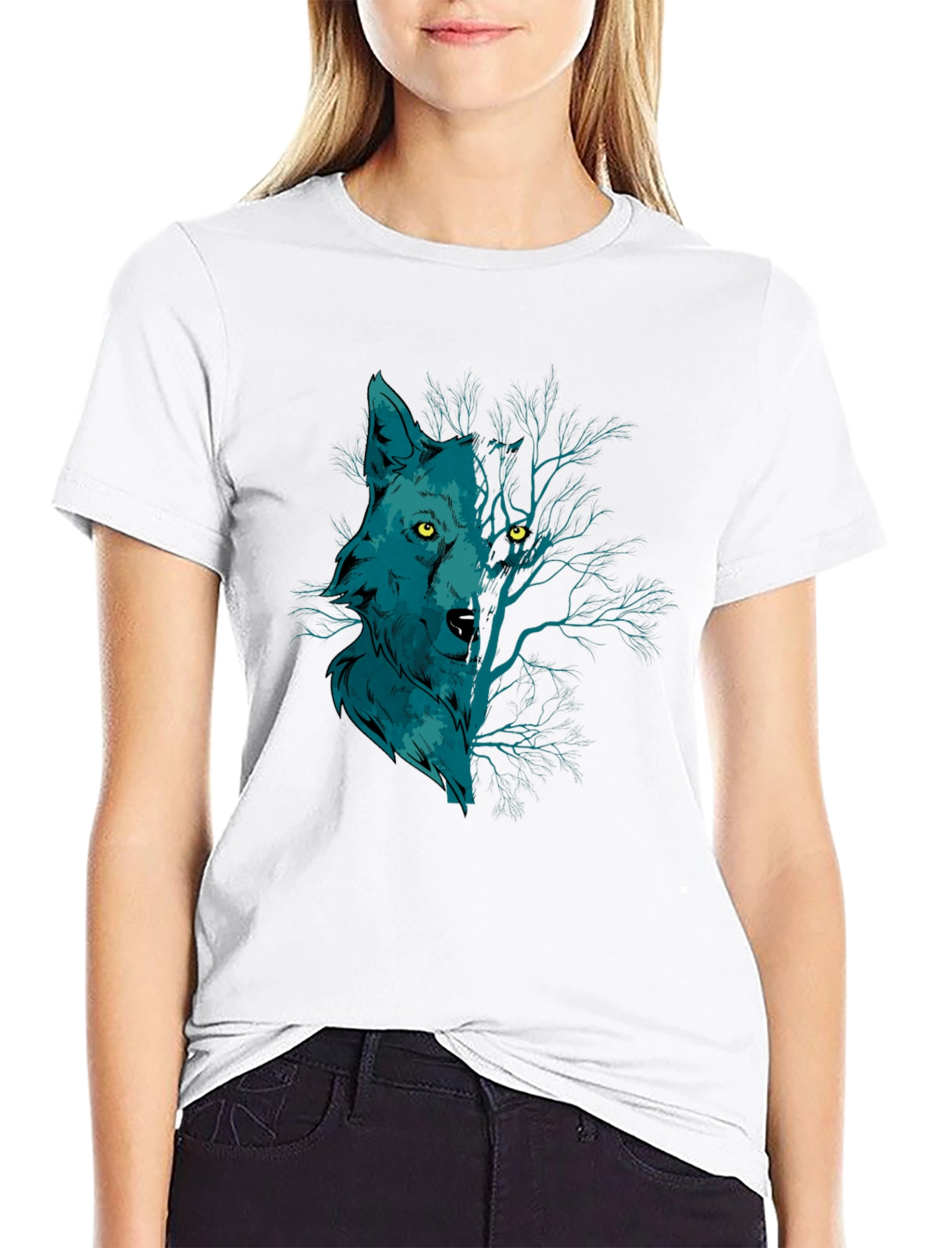 Wolf and Woods Graphic Tee - Black Cotton T-Shirt