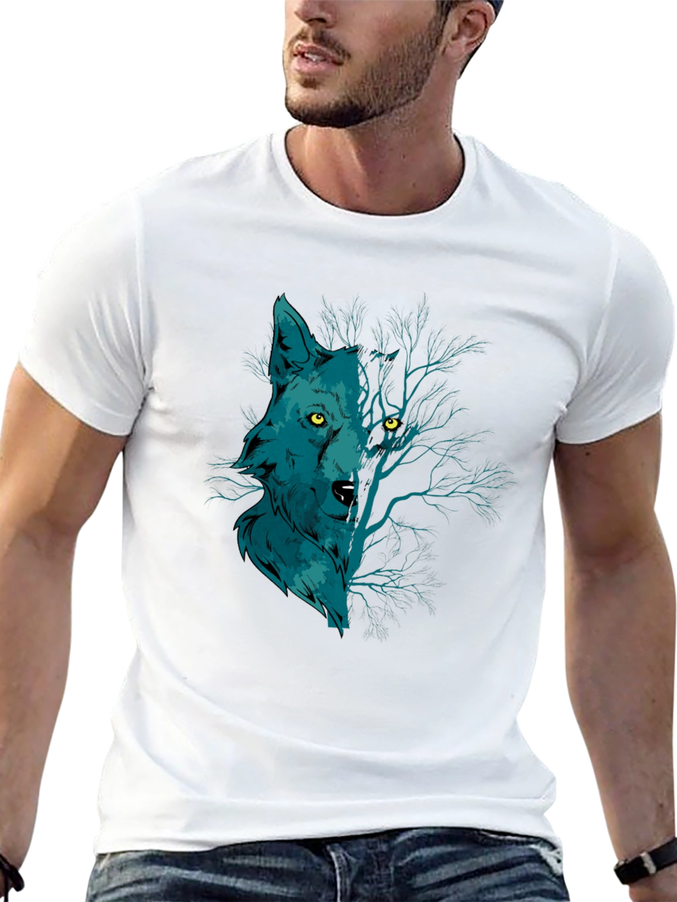 Wolf and Woods Graphic Tee - Black Cotton T-Shirt