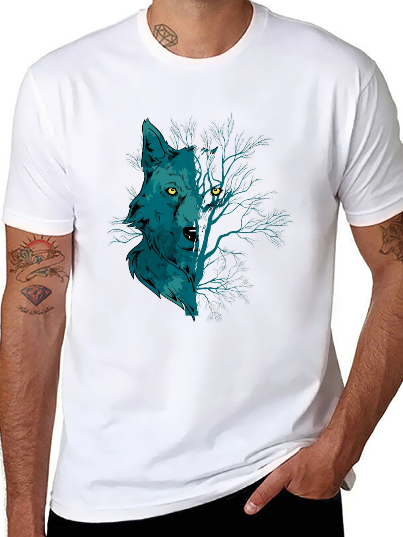 Wolf and Woods Graphic Tee - Black Cotton T-Shirt