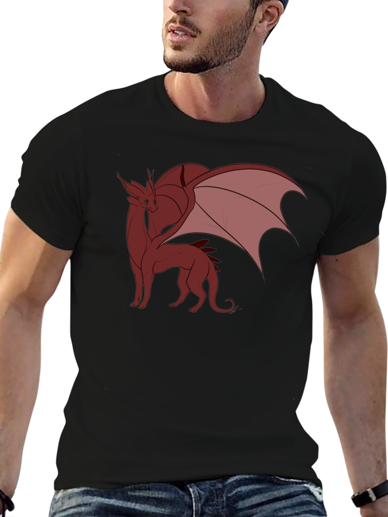 Dragon Graphic Tee - Black Cotton Blend