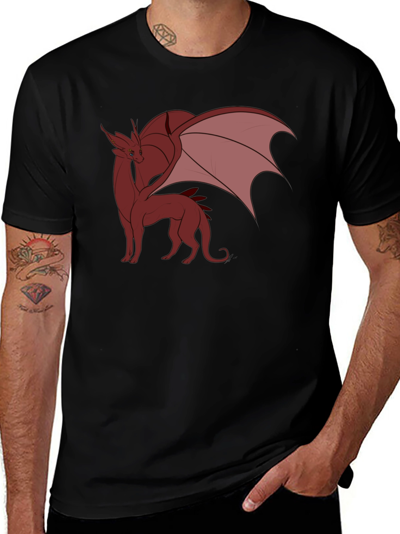 Dragon Graphic Tee - Black Cotton Blend