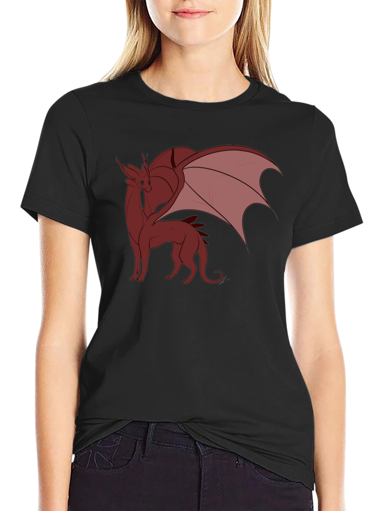 Dragon Graphic Tee - Black Cotton Blend