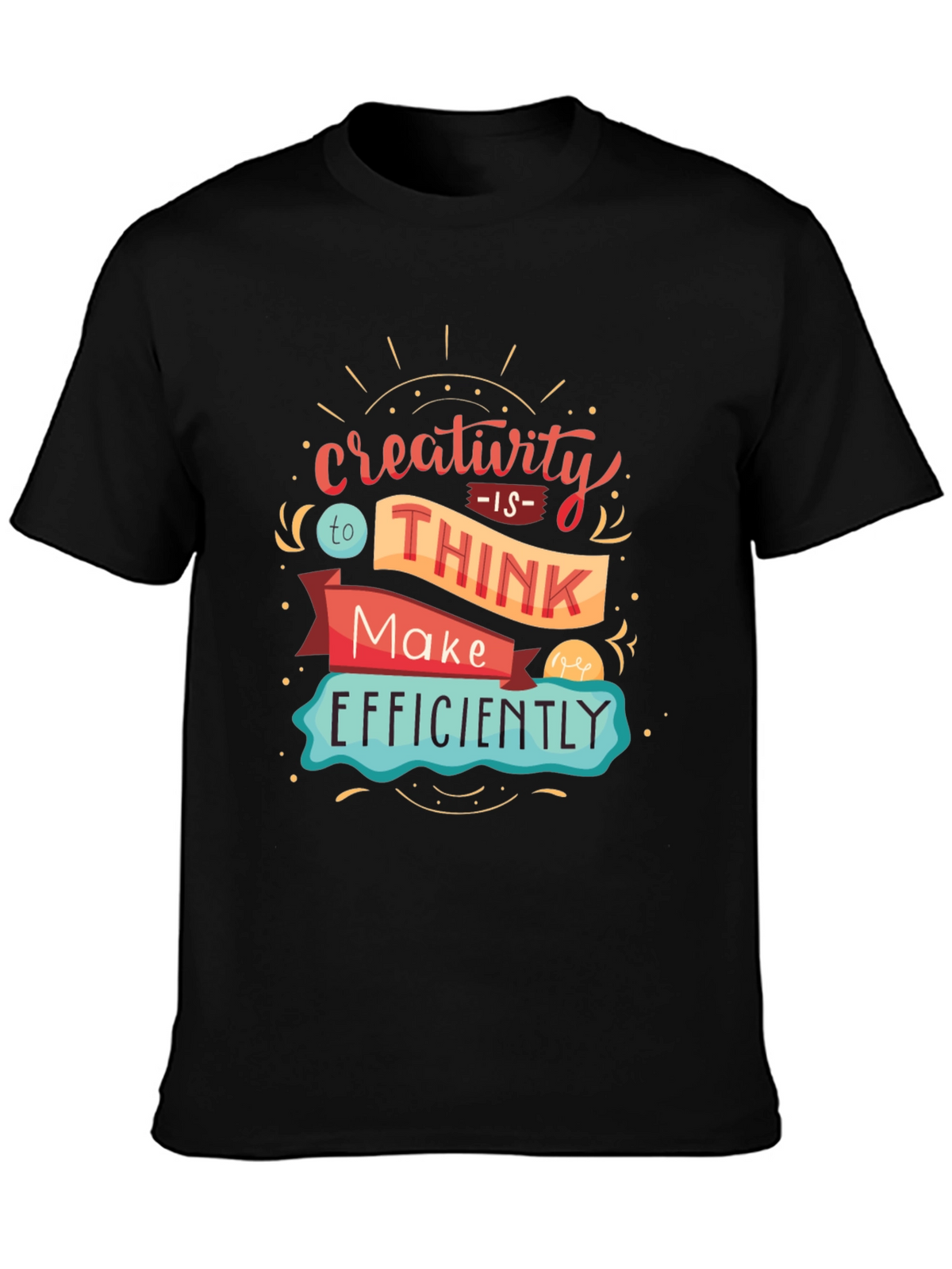 Creativity Quote Graphic Print Black T-Shirt