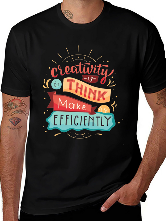 Creativity Quote Graphic Print Black T-Shirt