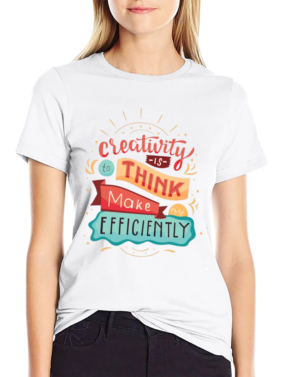 Creativity Quote Graphic Print Black T-Shirt