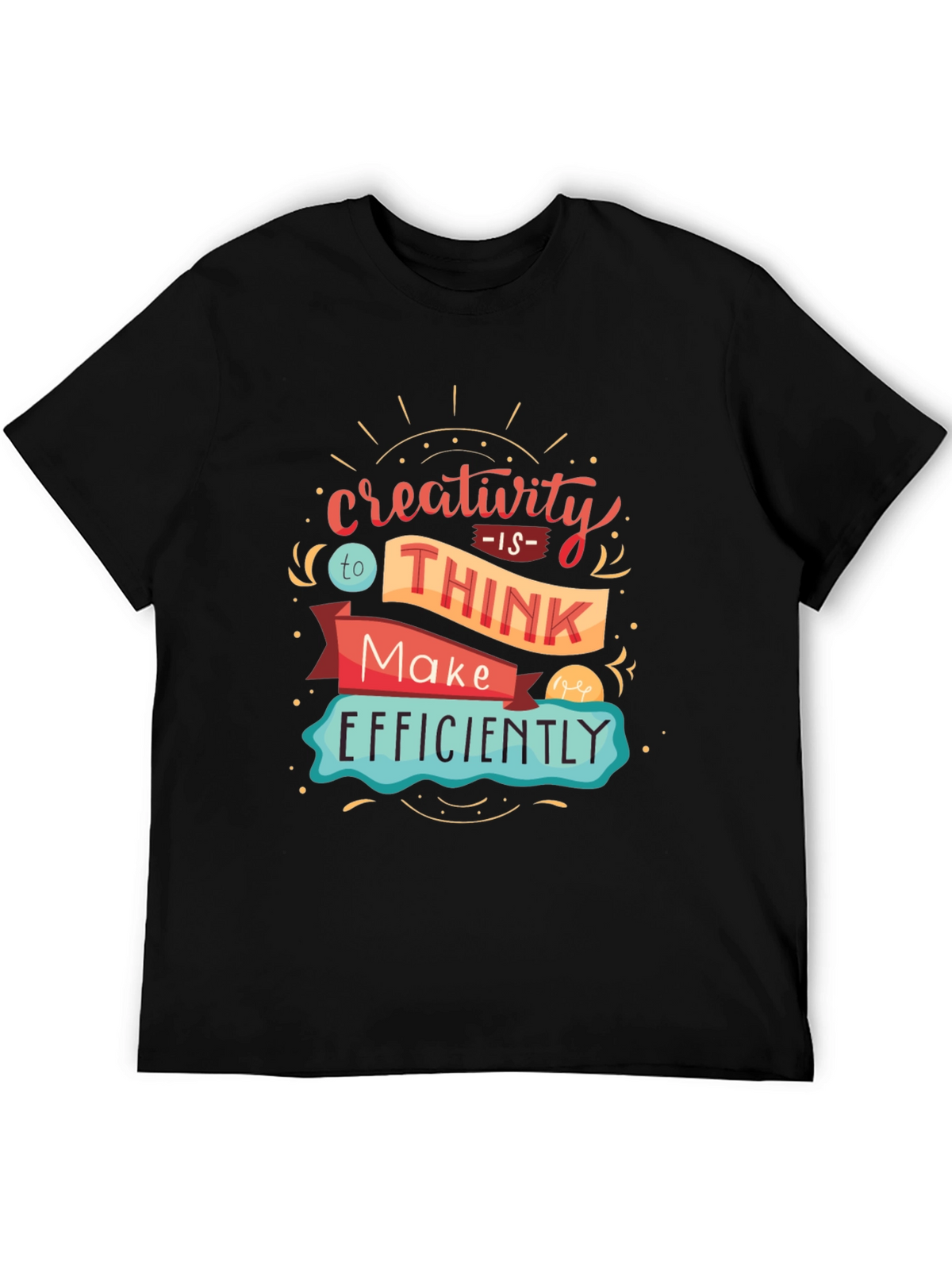 Creativity Quote Graphic Print Black T-Shirt