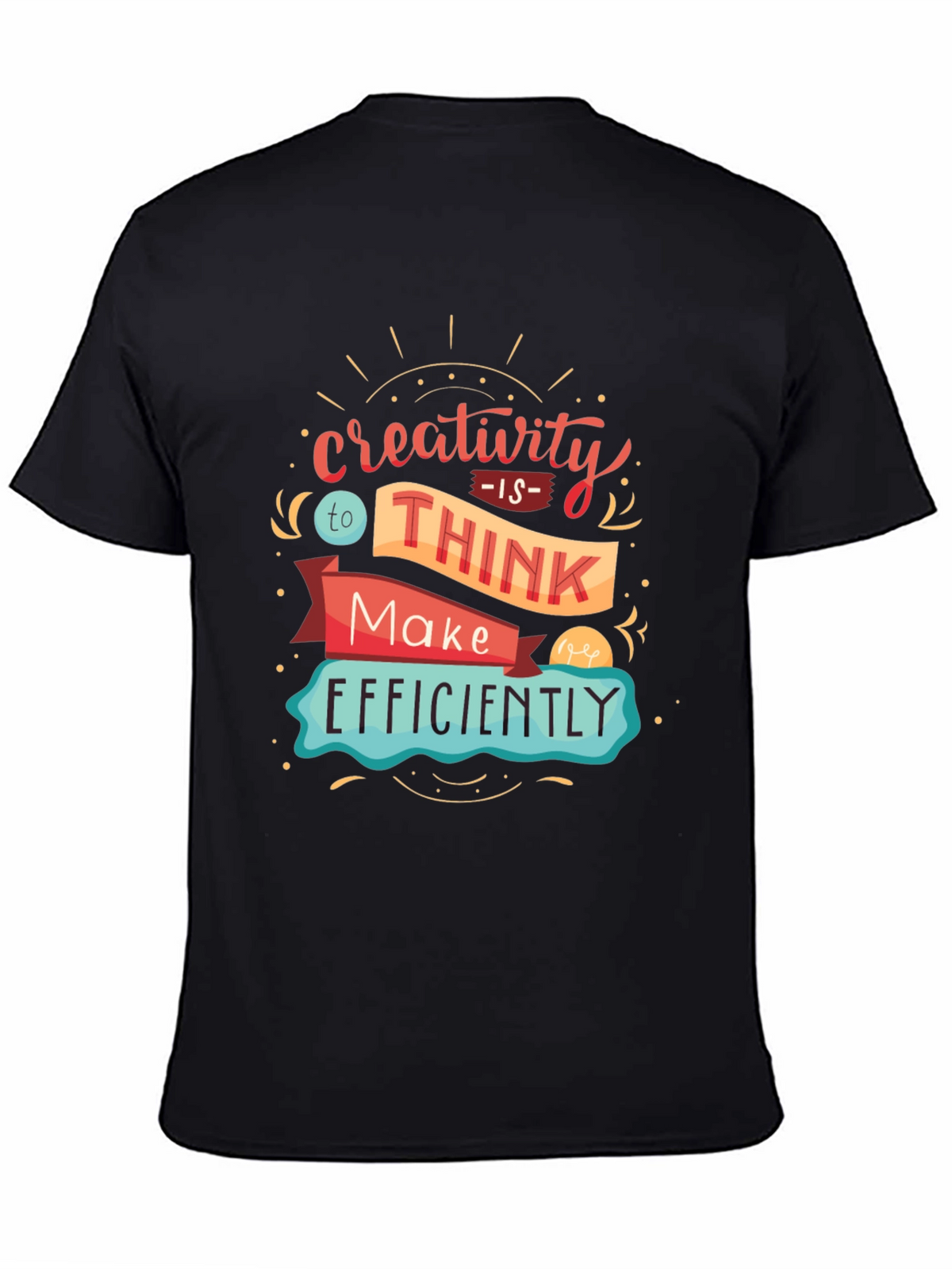 Creativity Quote Graphic Print Black T-Shirt