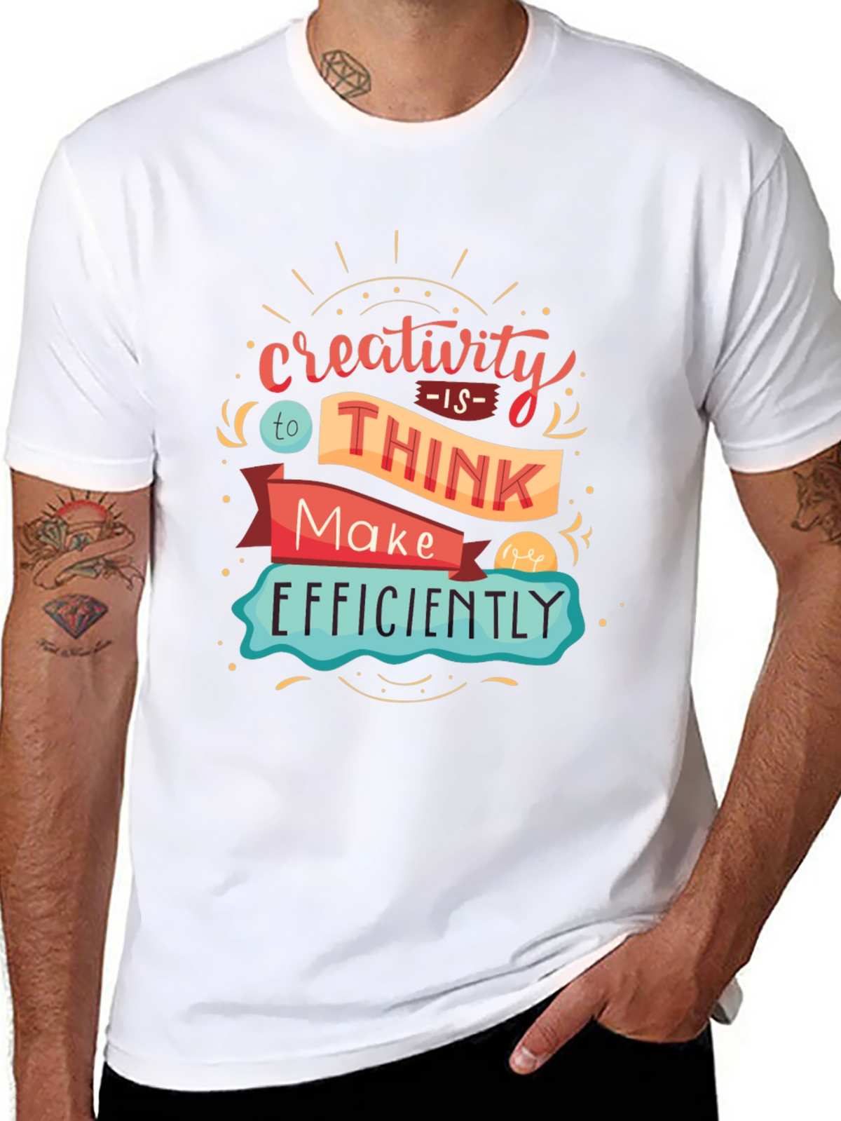 Creativity Quote Graphic Print Black T-Shirt