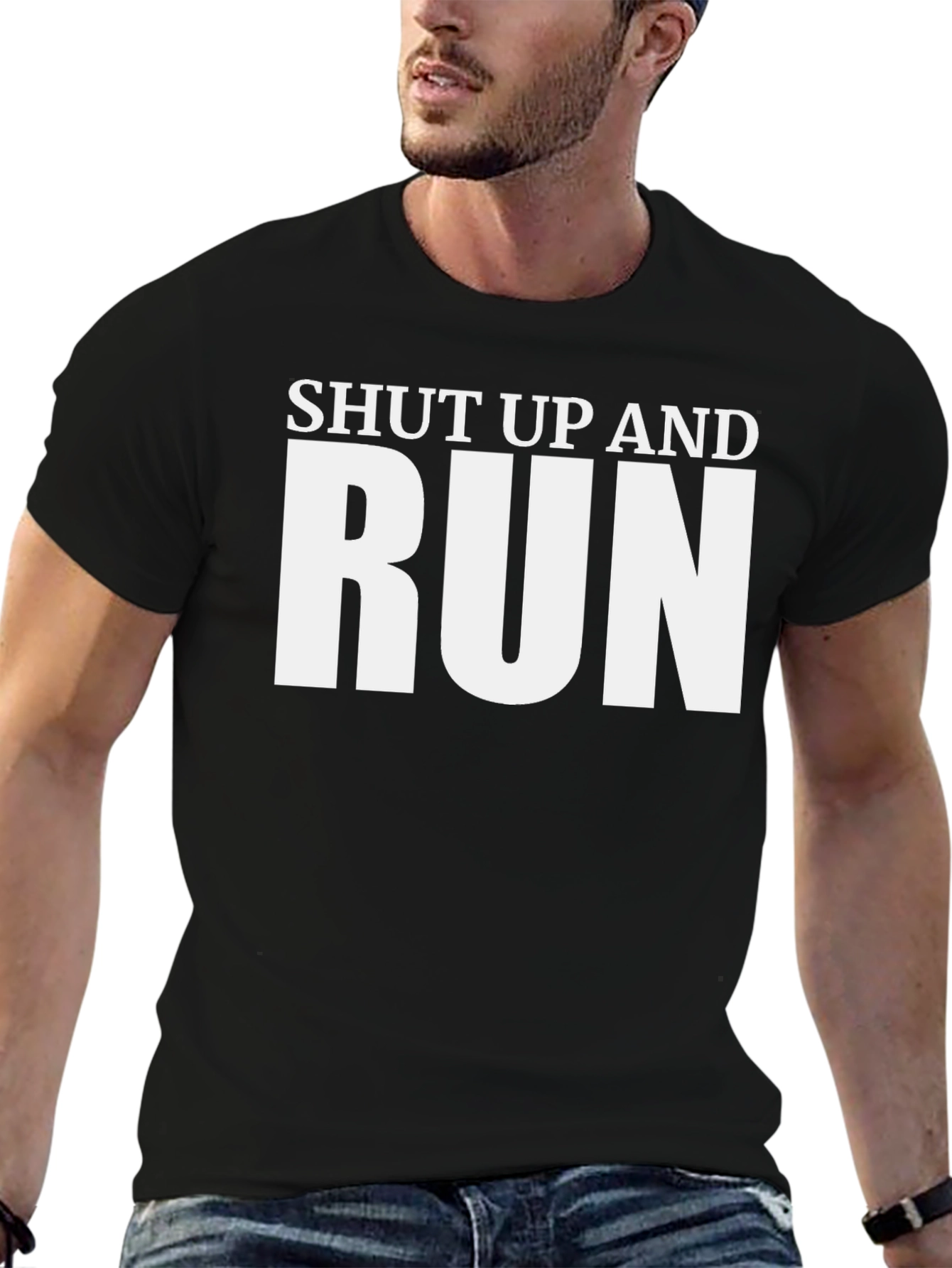 Shut Up and Run T-Shirt - Black Graphic Tee