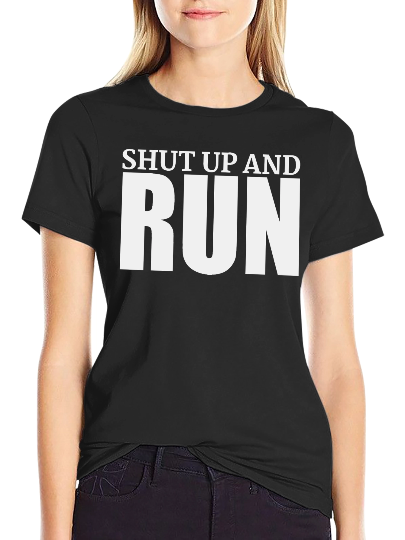 Shut Up and Run T-Shirt - Black Graphic Tee