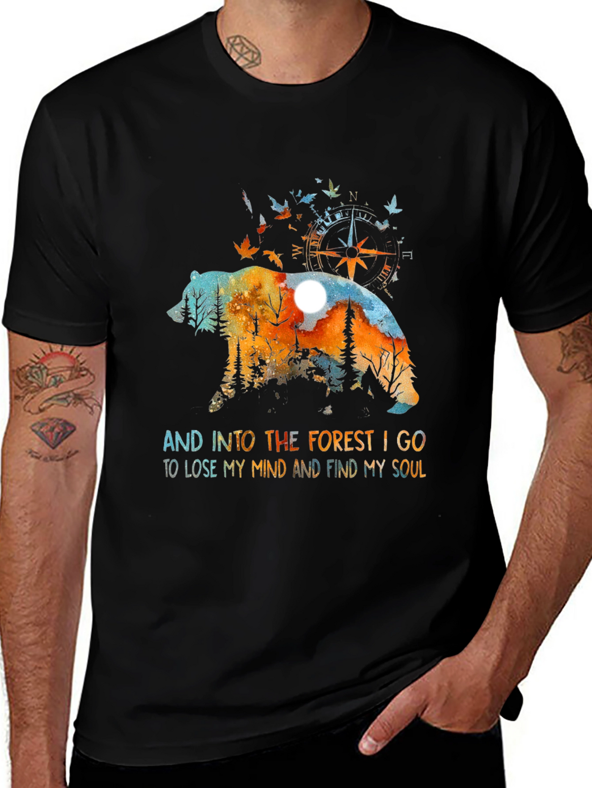 Forest Bear Graphic Tee - Nature Lover Shirt