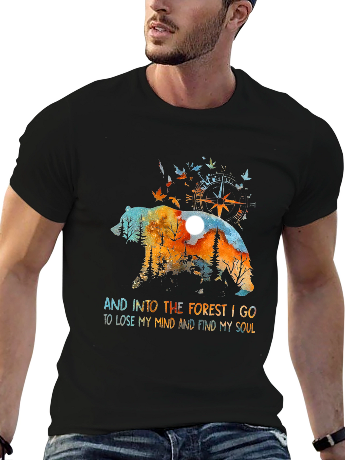 Forest Bear Graphic Tee - Nature Lover Shirt