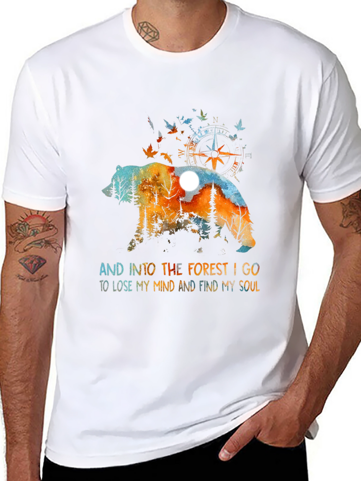Forest Bear Graphic Tee - Nature Lover Shirt