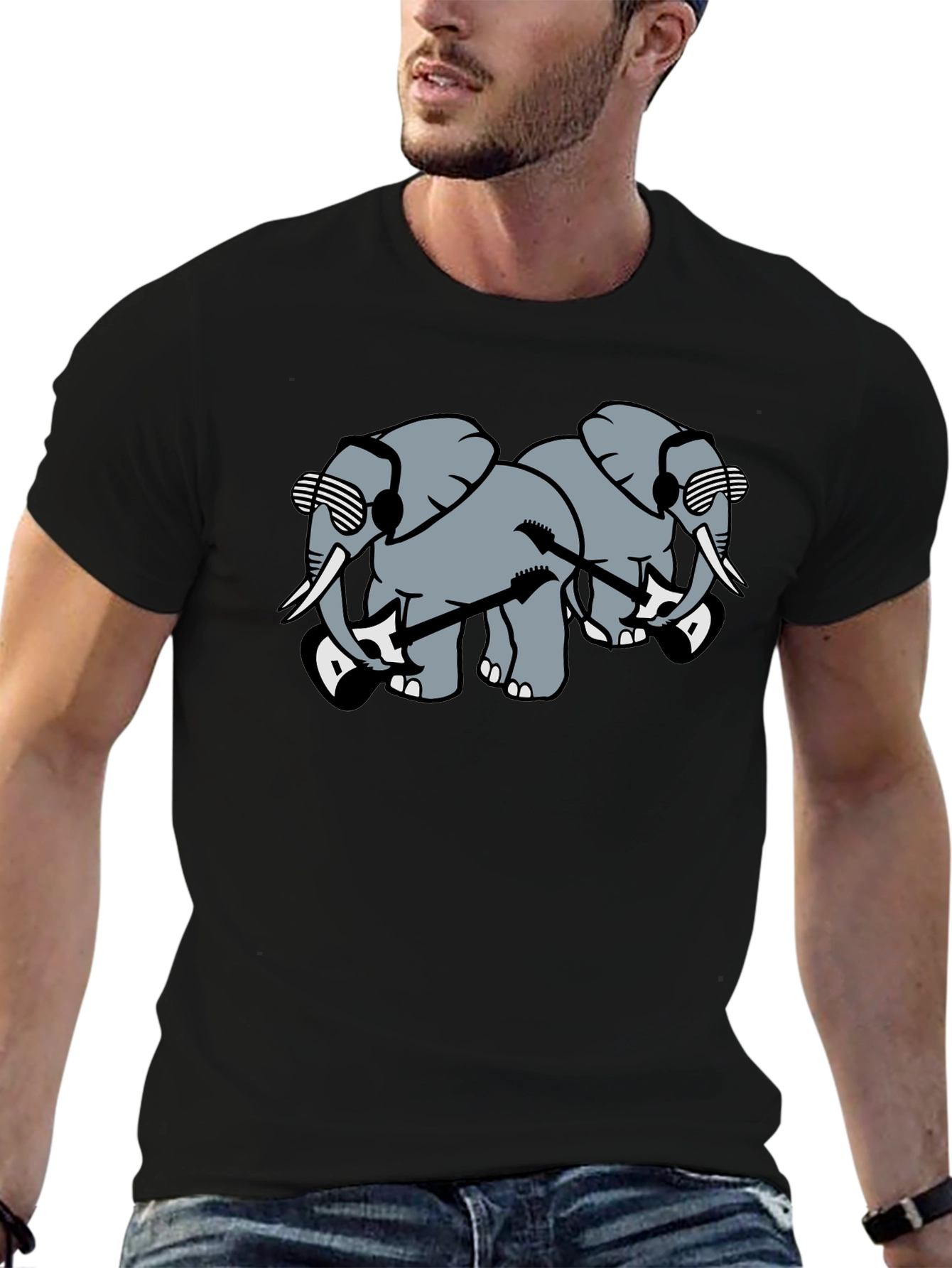 Cool Elephant Band T-Shirt - Black