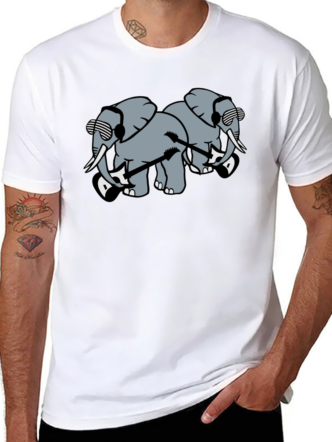 Cool Elephant Band T-Shirt - Black