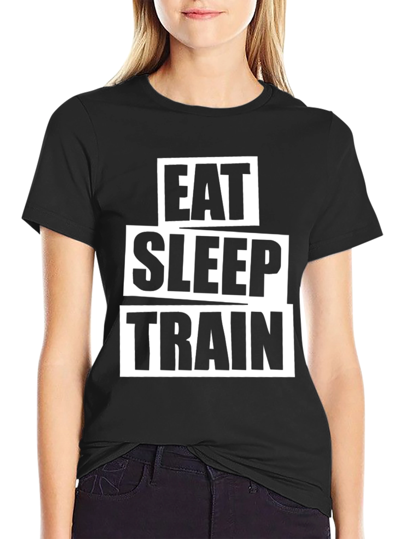 Eat Sleep Train Black Graphic T-Shirt