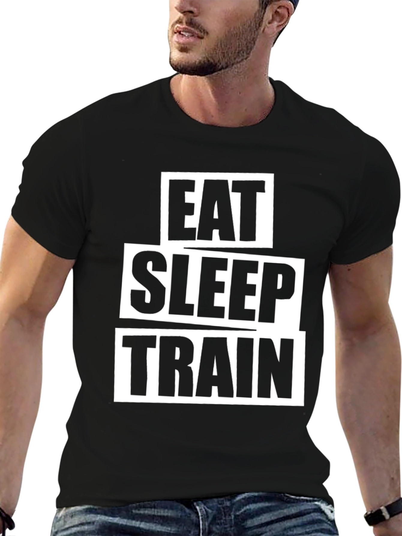 Eat Sleep Train Black Graphic T-Shirt