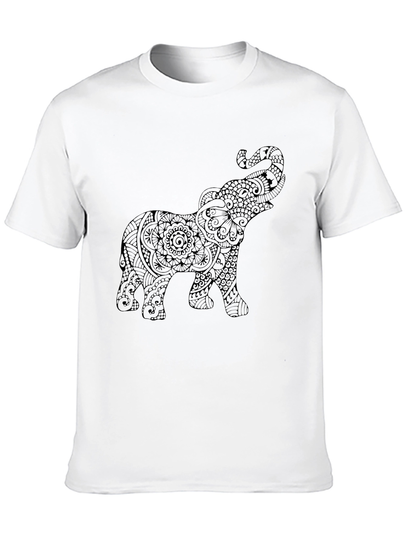 Elephant Mandala Graphic Tee - Black
