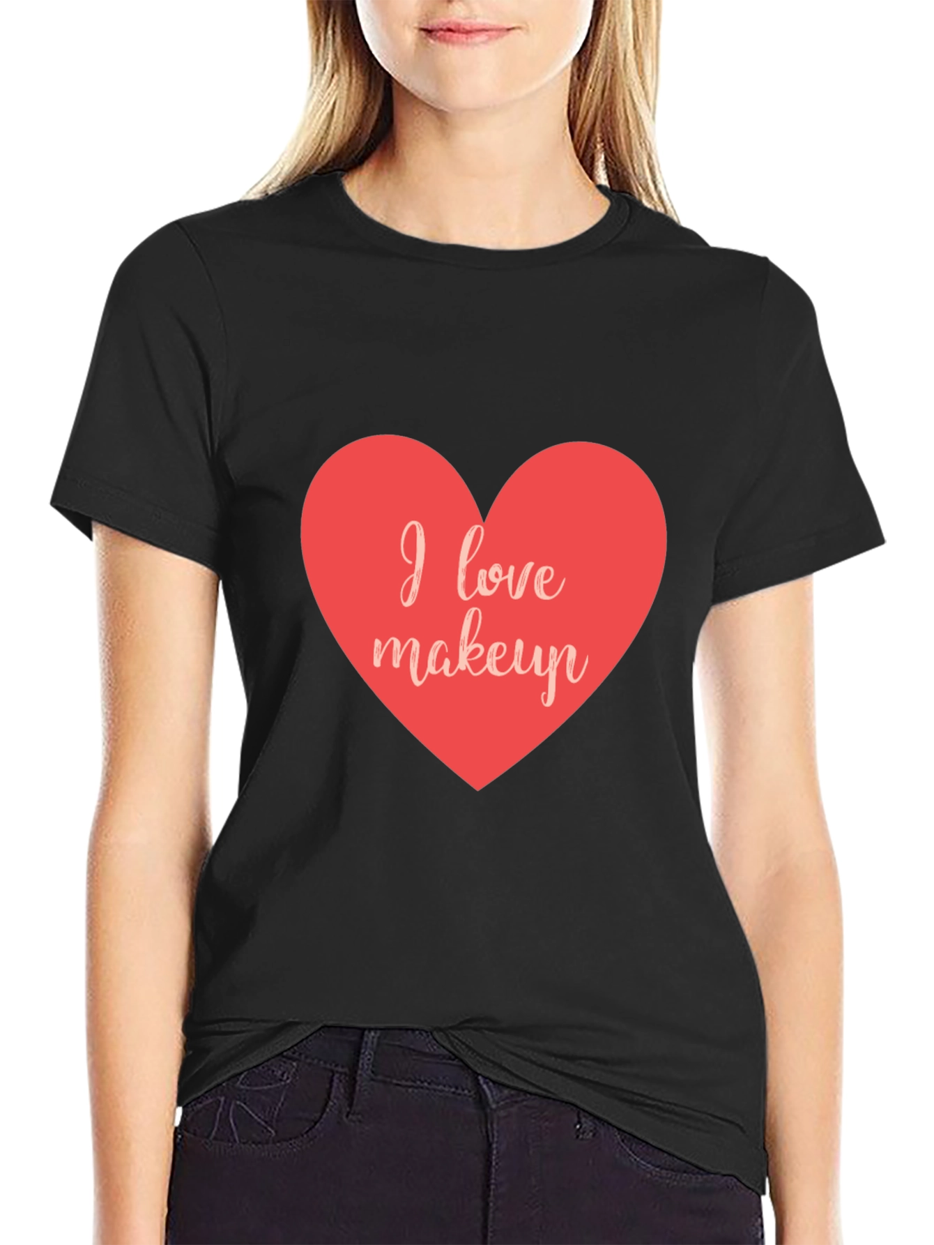 I Love Makeup Heart T-Shirt - Stylish Casual Wear