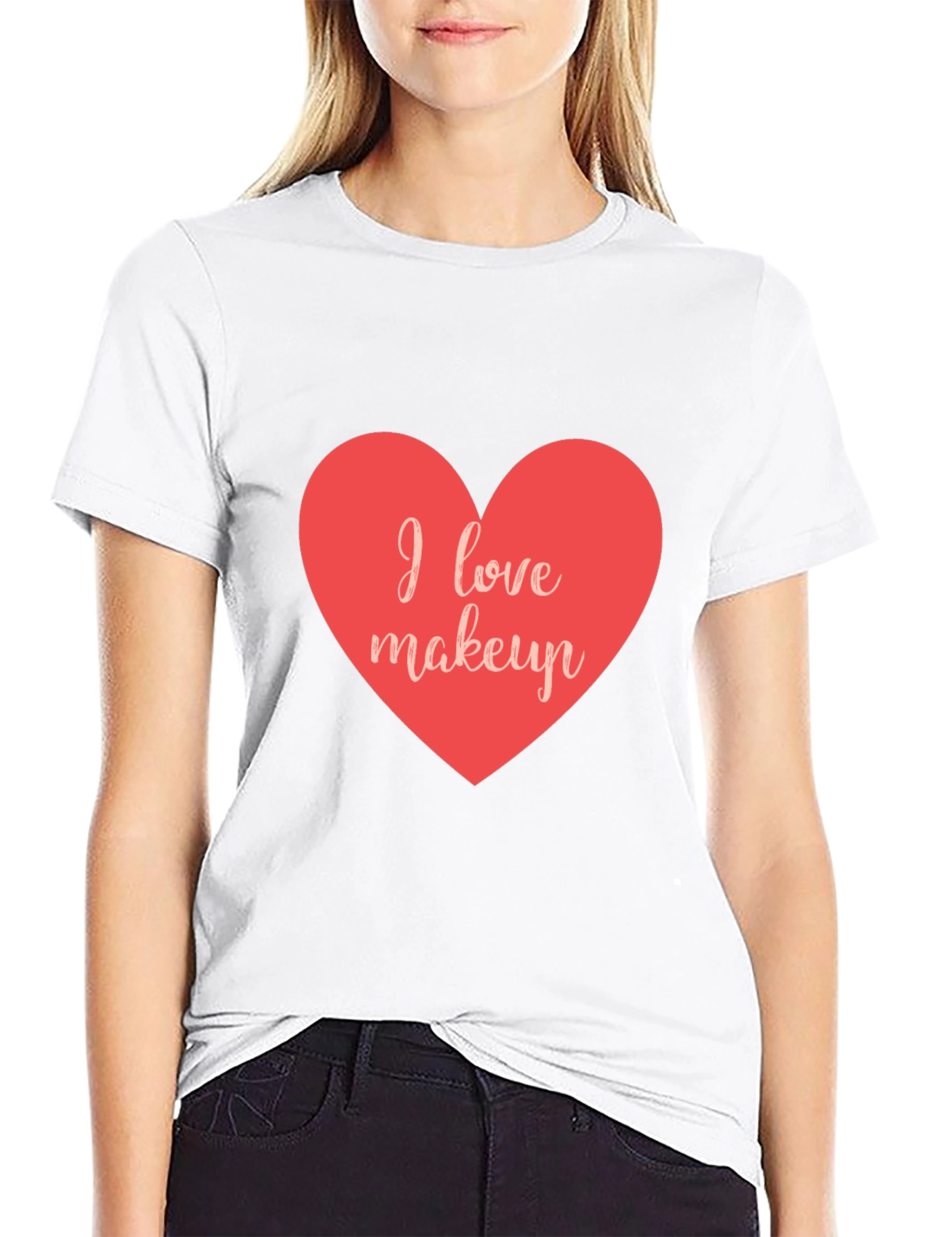 I Love Makeup Heart T-Shirt - Stylish Casual Wear