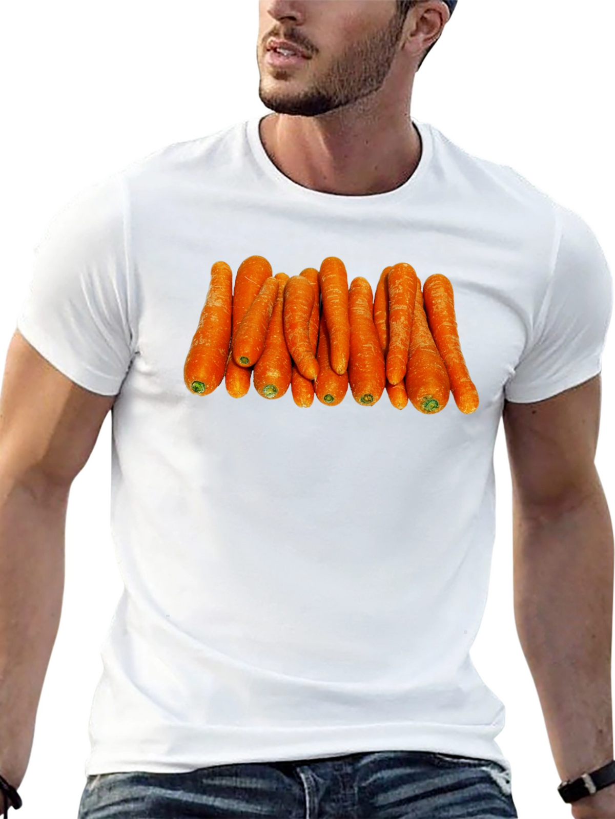 Funny Carrot Pattern Black T-Shirt