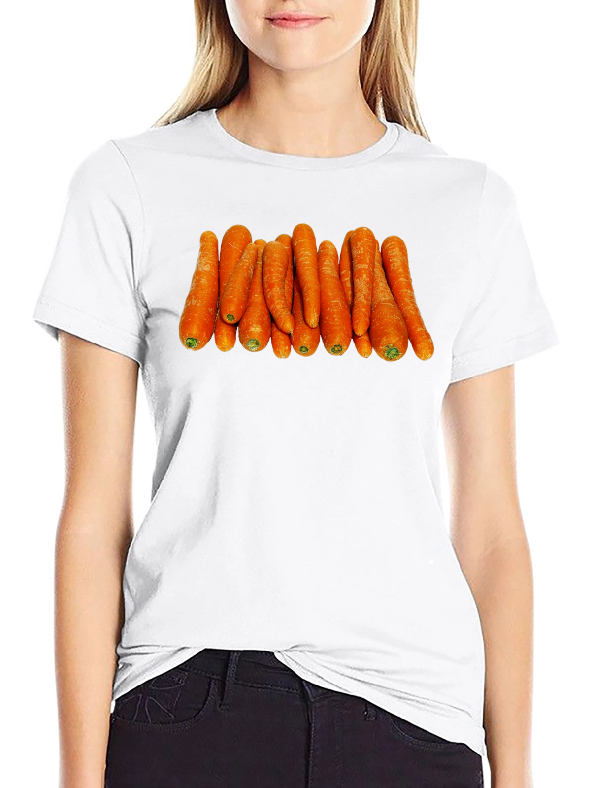 Funny Carrot Pattern Black T-Shirt