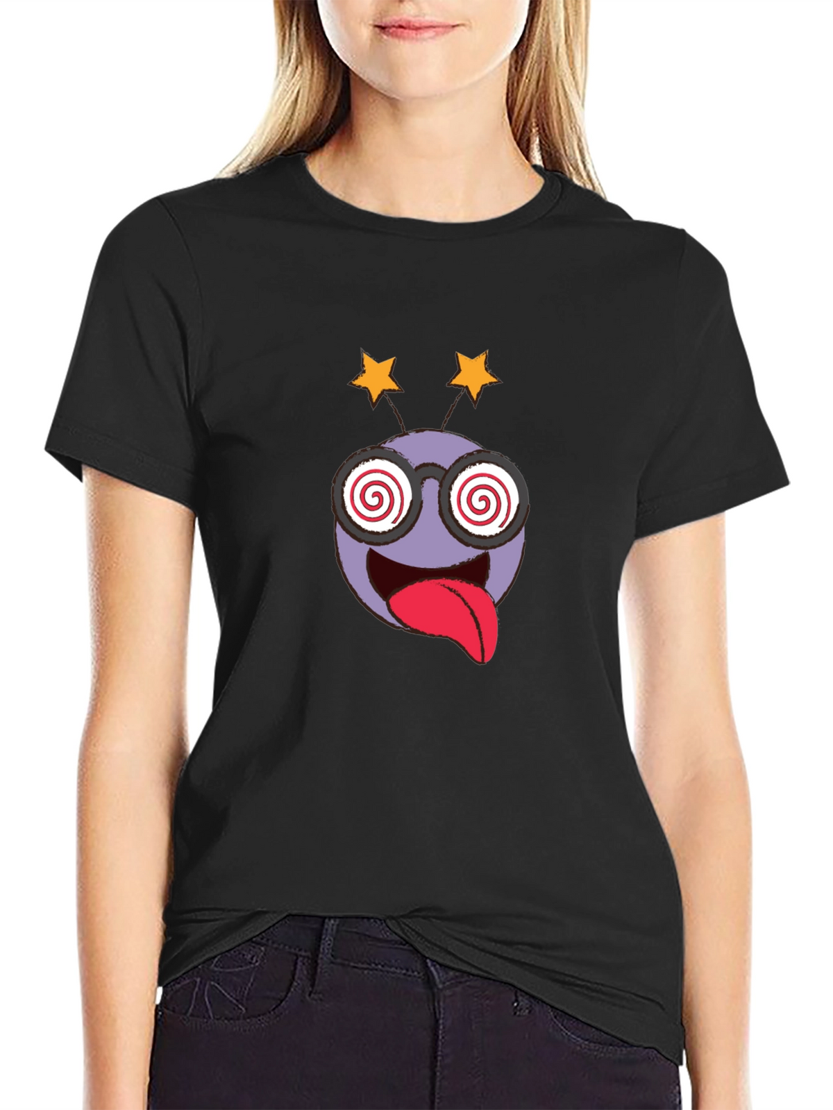 Crazy Emoji Graphic Tee - Black