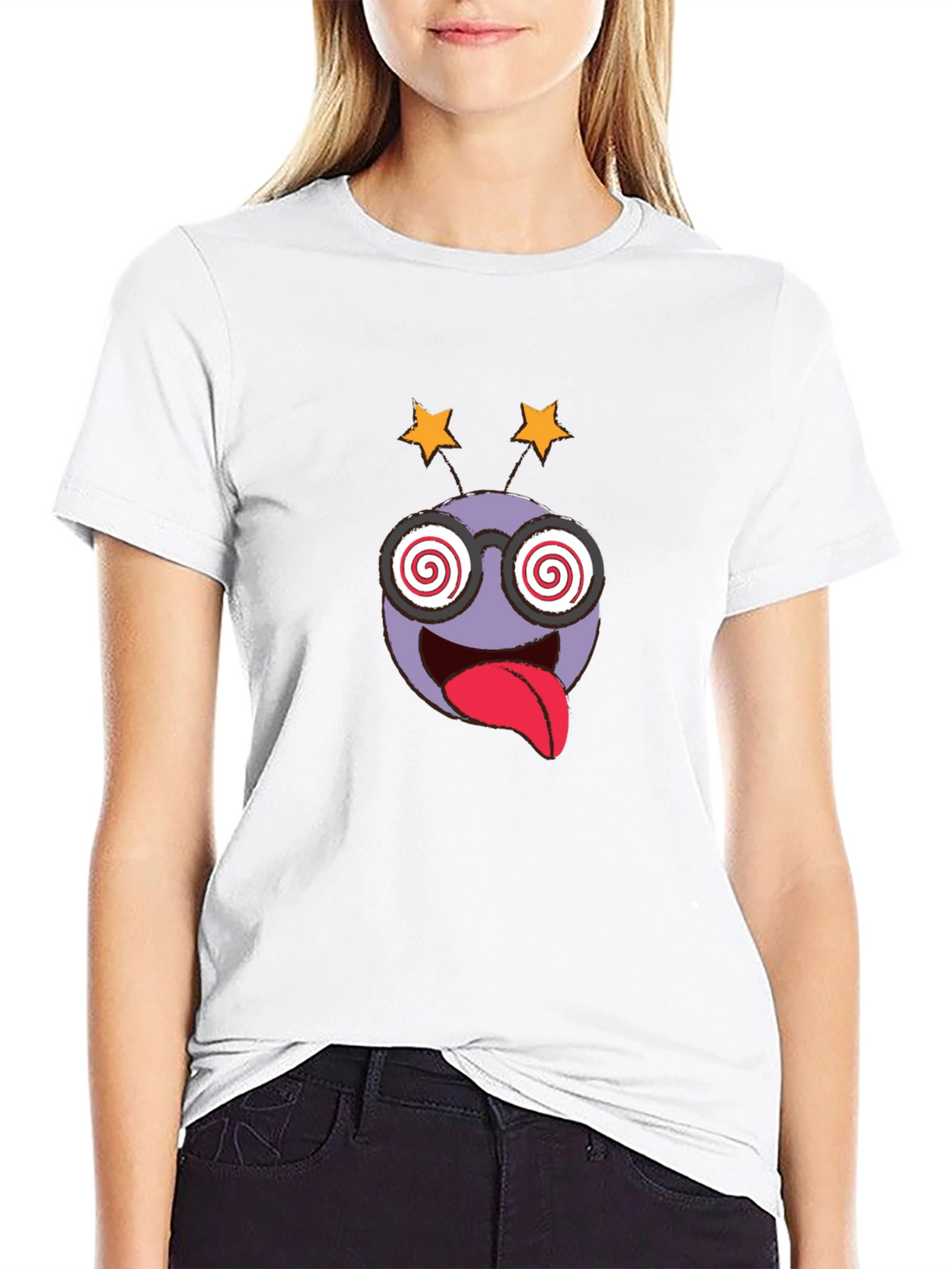 Crazy Emoji Graphic Tee - Black