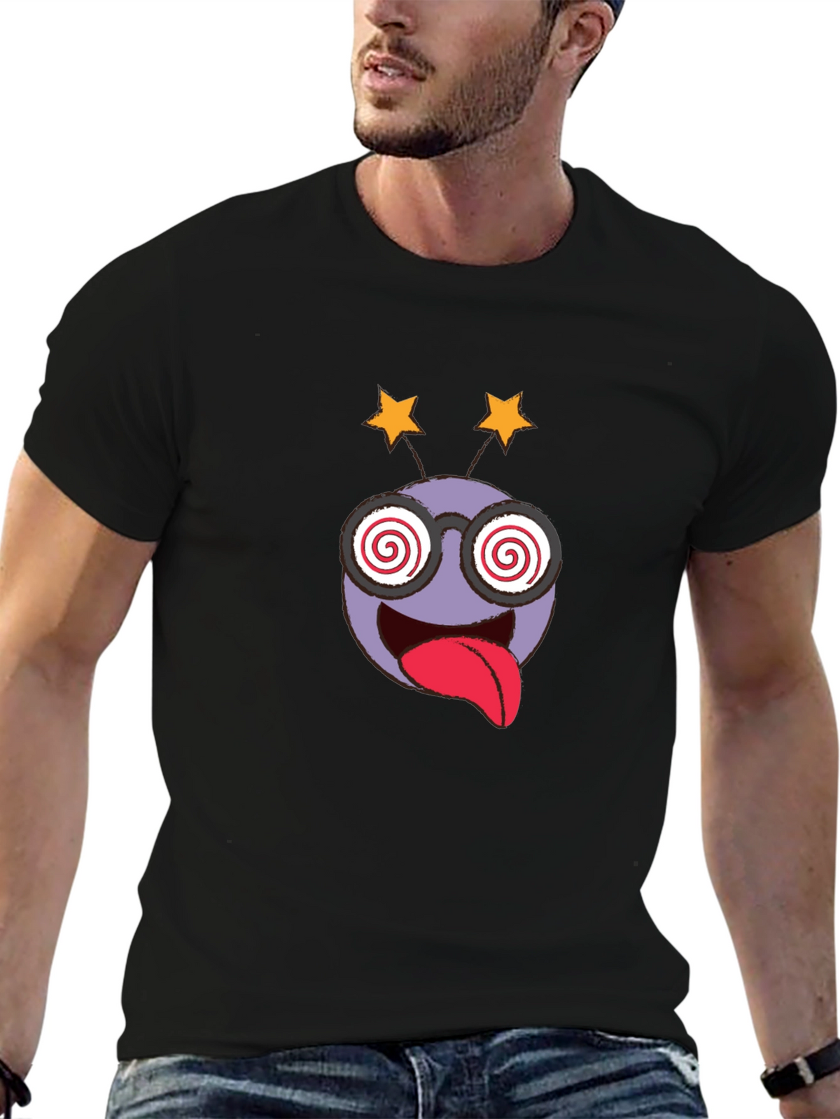 Crazy Emoji Graphic Tee - Black