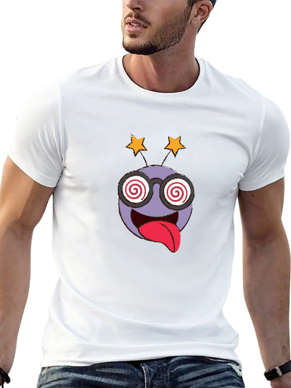 Crazy Emoji Graphic Tee - Black