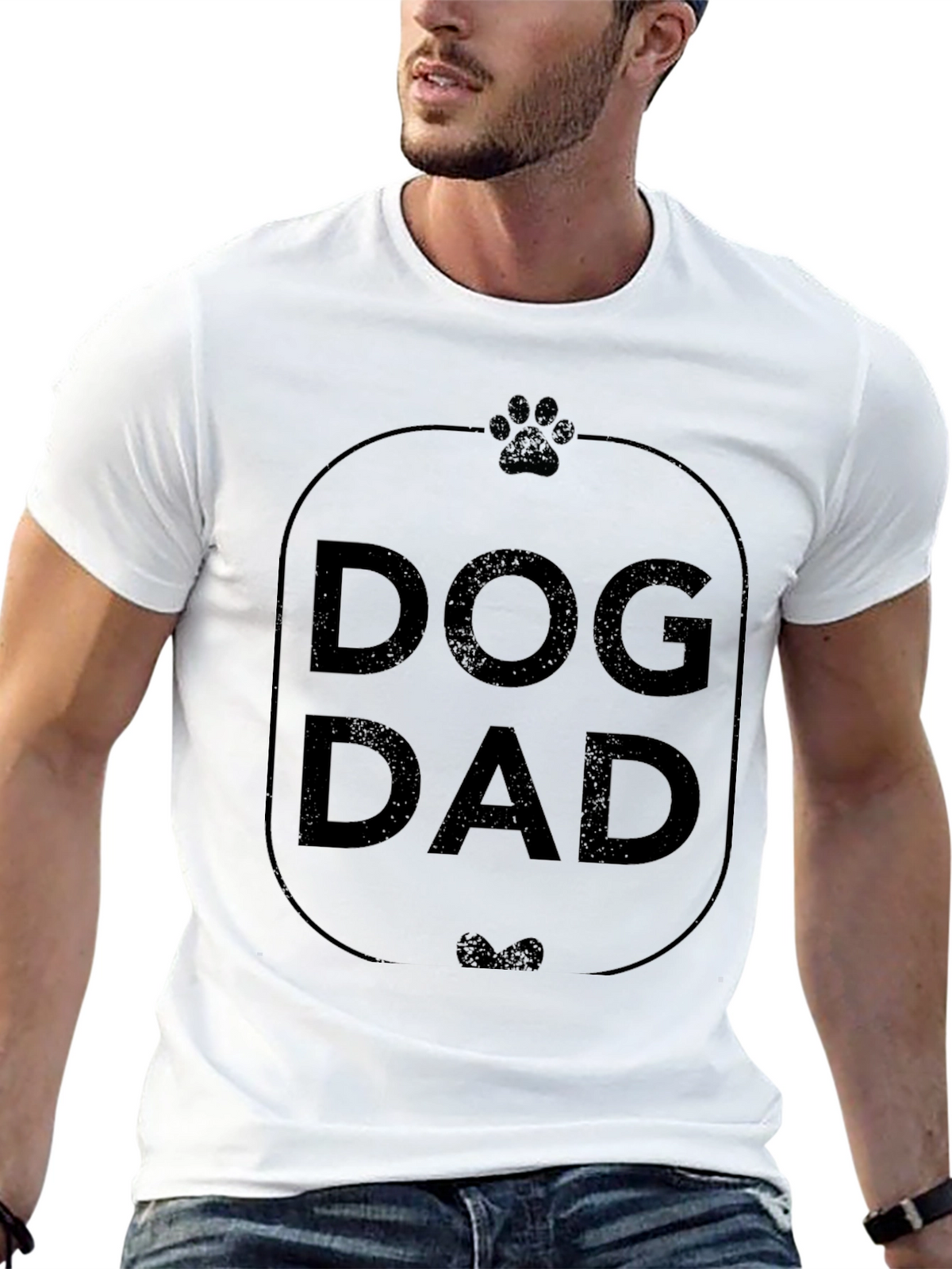 Dog Dad Graphic Tee - Black Cotton T-Shirt