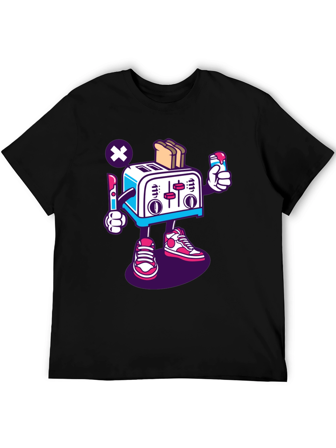 Toaster Character Black Graphic T-Shirt
