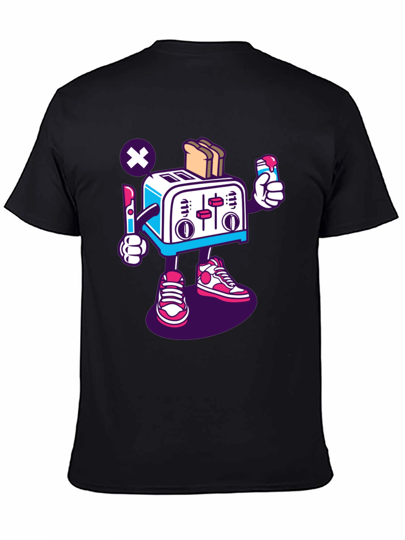 Toaster Character Black Graphic T-Shirt