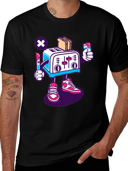Toaster Character Black Graphic T-Shirt