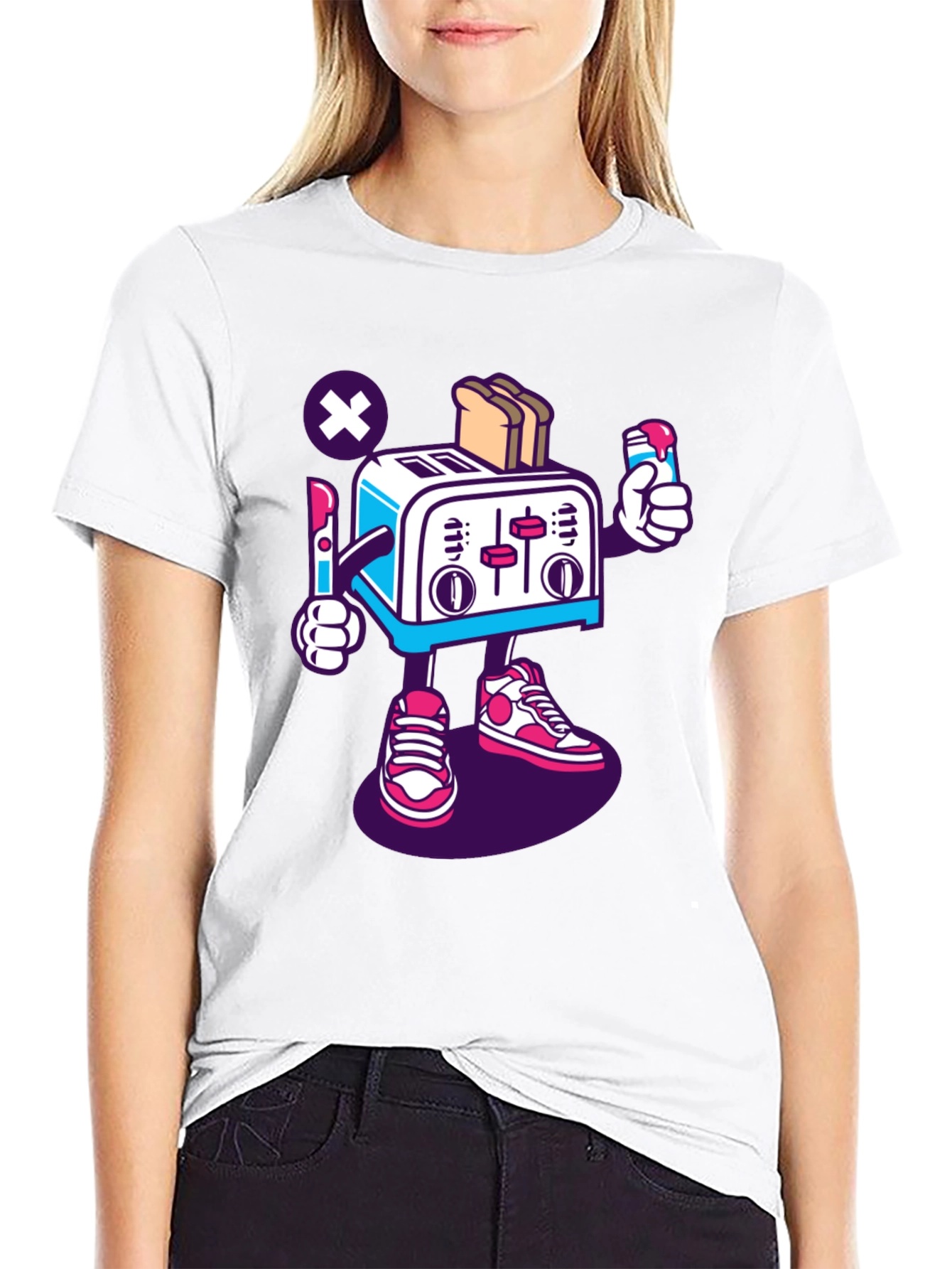 Toaster Character Black Graphic T-Shirt