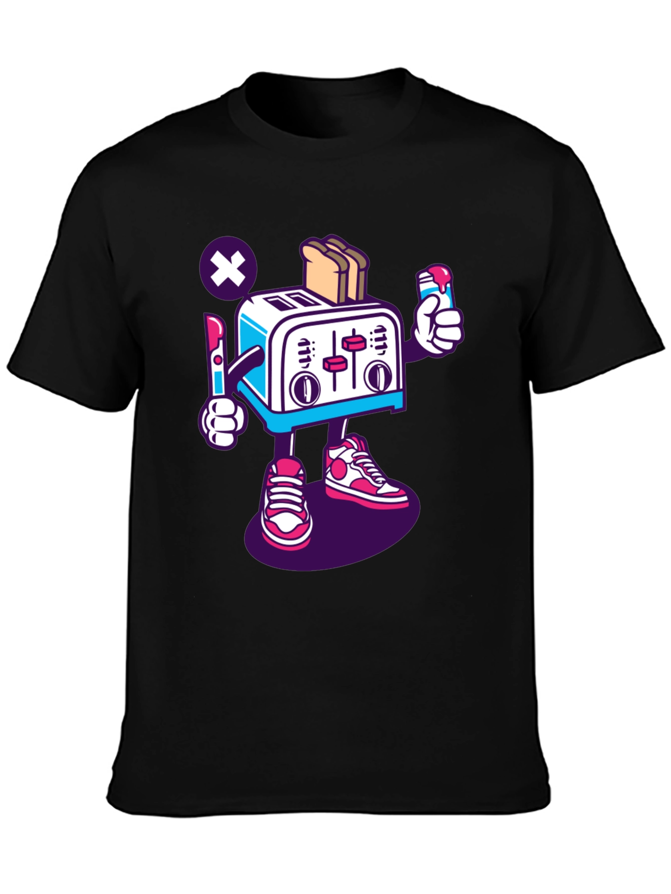 Toaster Character Black Graphic T-Shirt