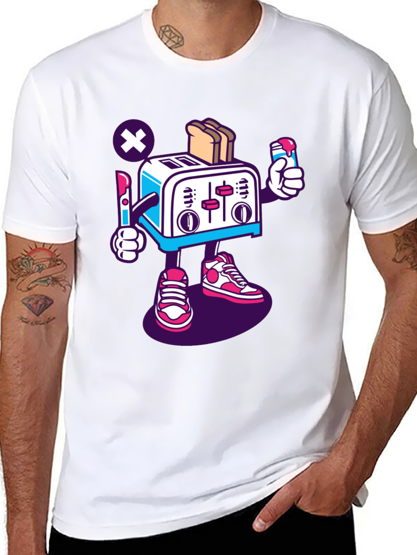 Toaster Character Black Graphic T-Shirt