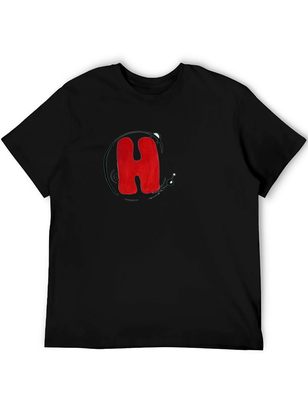 Black T-Shirt with Bold Red H Design