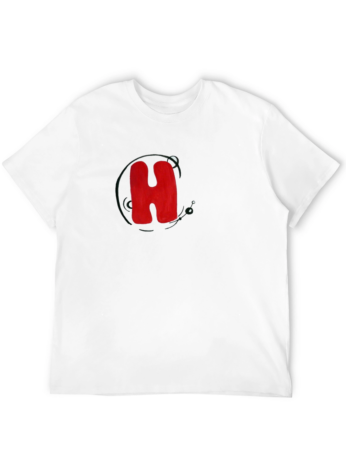 Black T-Shirt with Bold Red H Design