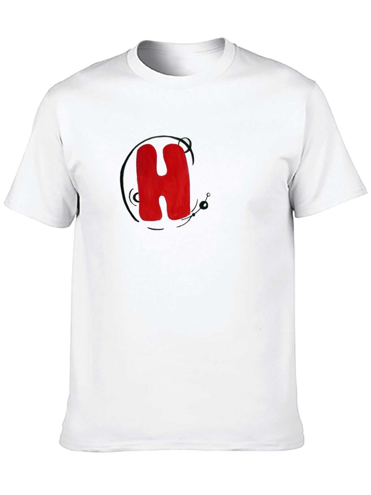 Black T-Shirt with Bold Red H Design