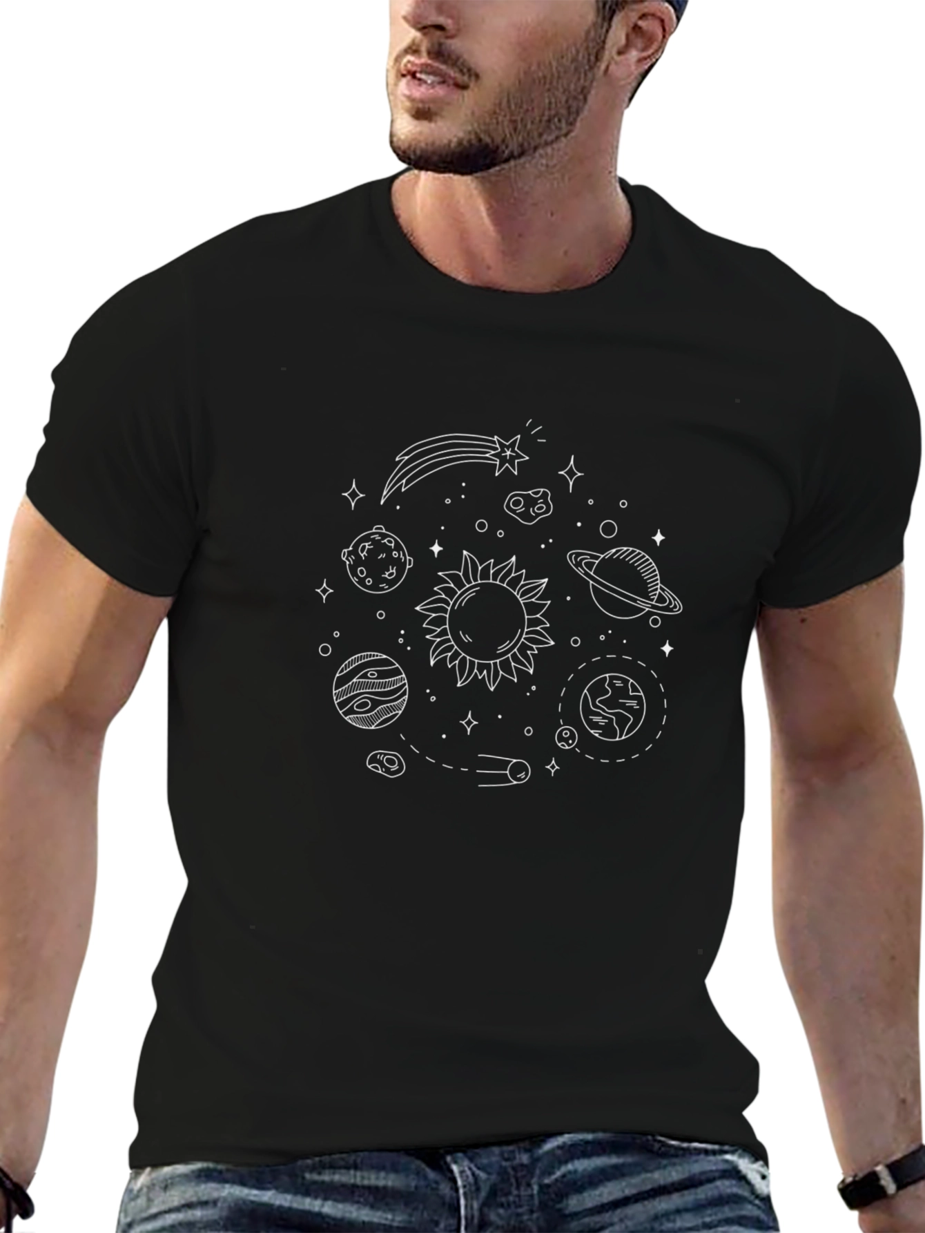 Cosmic Sketch Tee: Solar System Graphic T-Shirt