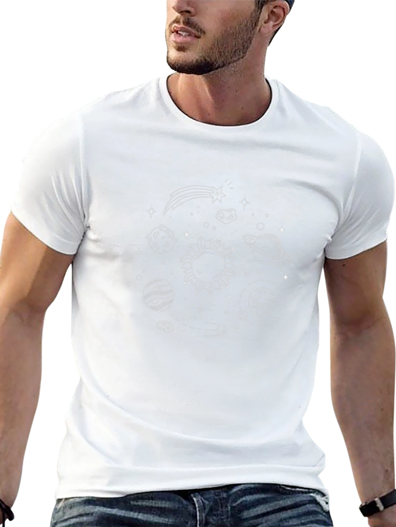 Cosmic Sketch Tee: Solar System Graphic T-Shirt