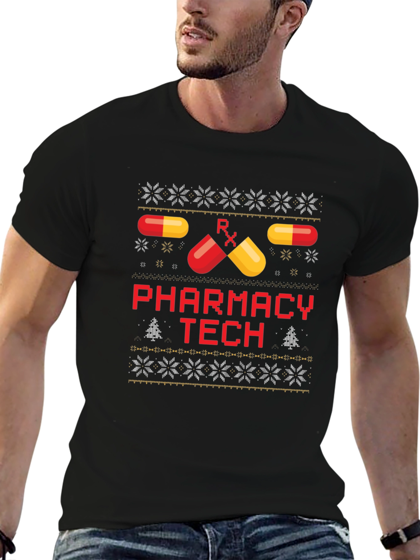 Pharmacy Tech Ugly Christmas Sweater T-Shirt