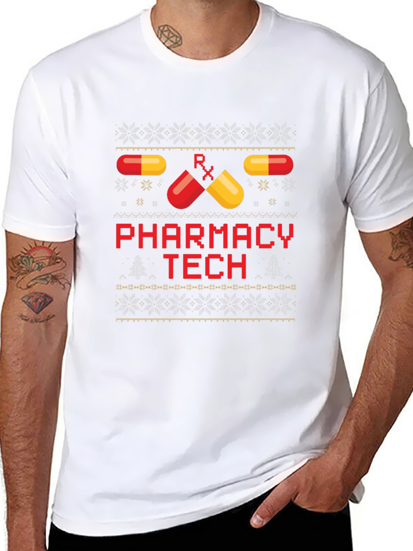 Pharmacy Tech Ugly Christmas Sweater T-Shirt