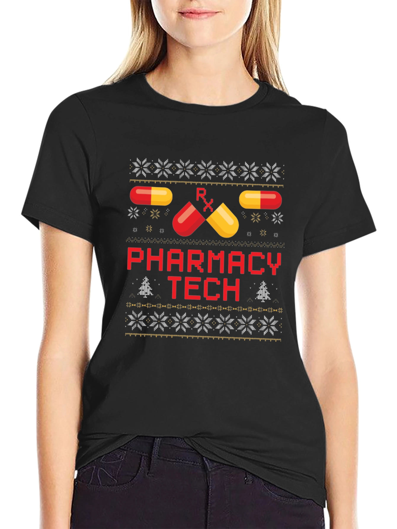 Pharmacy Tech Ugly Christmas Sweater T-Shirt